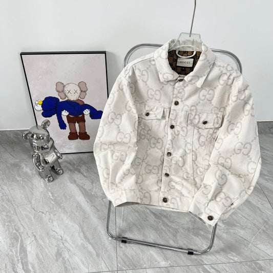 jacquard lapel denim jacket XC0823110312