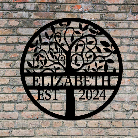 Custom Family Tree of Life Welcome Sign Personalized Metal Wall Art for Home Entry Decor Gift