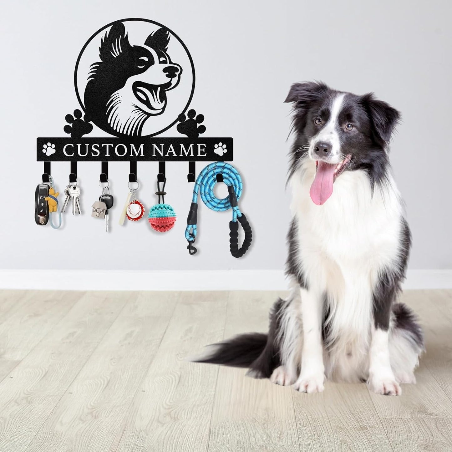 Custom Dog Paw Print Key Holder Metal Wall Hook Pet Lover Home & Entryway Decor