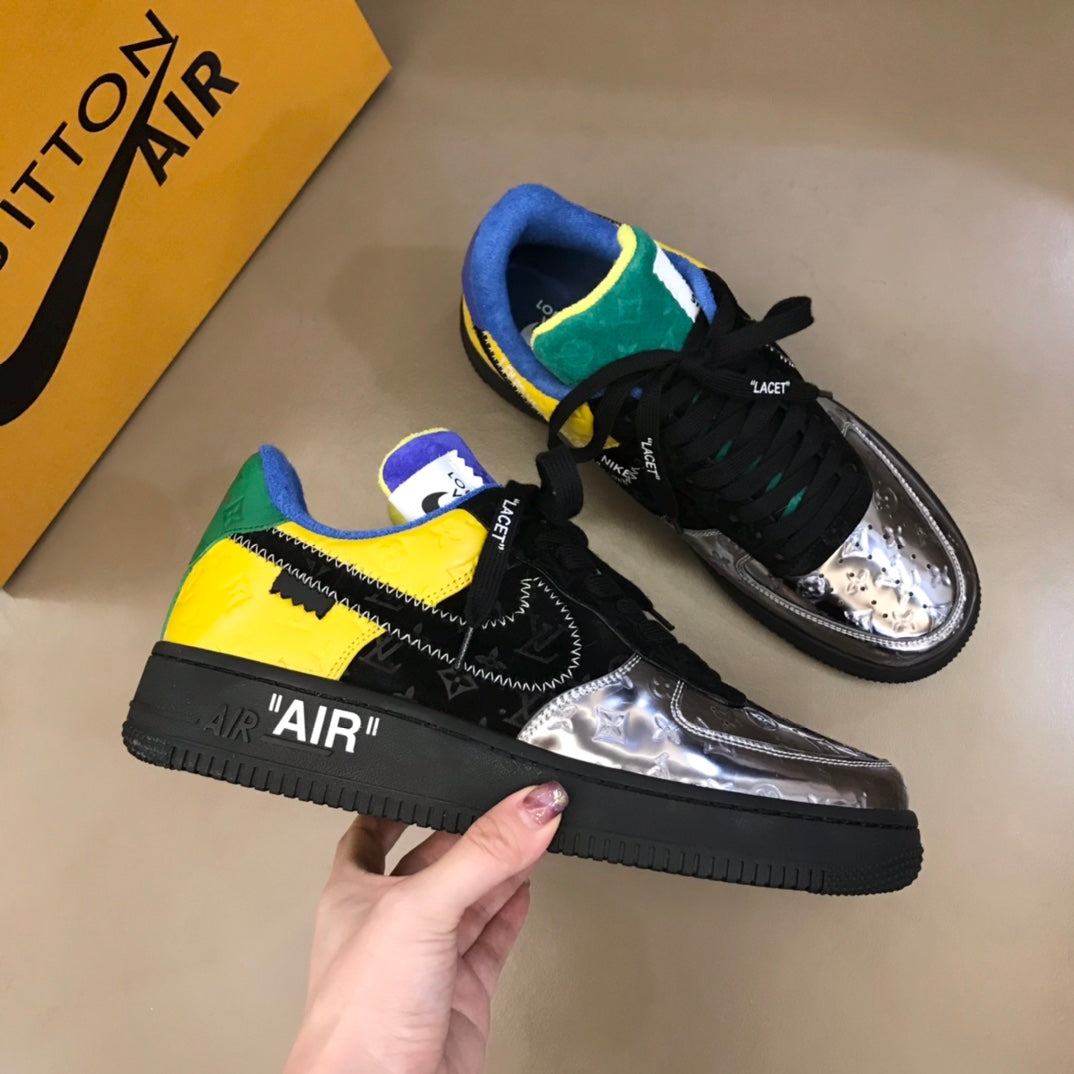 Tripartite Joint Bright Leather Embossed Contrast Color Sneakers XC1623071703