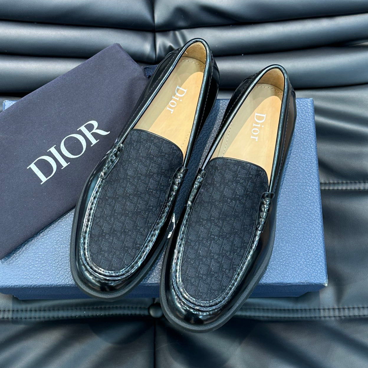 Classic printed canvas embellished men's casual loafers 1824042201