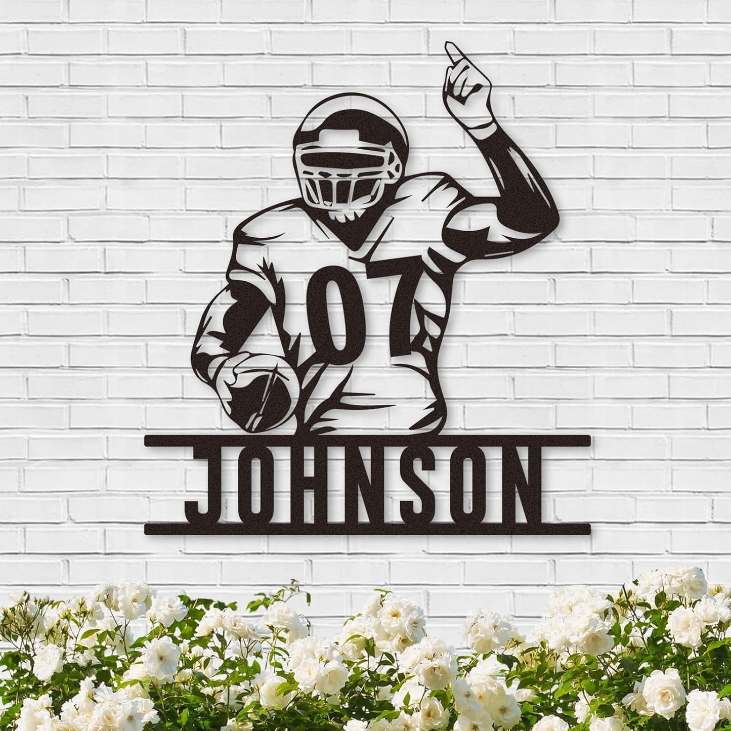 Custom Football Metal Wall Sign with Player Number and Name, Personalized Quarterback Decor, Sports Gift for Boys or Team Room