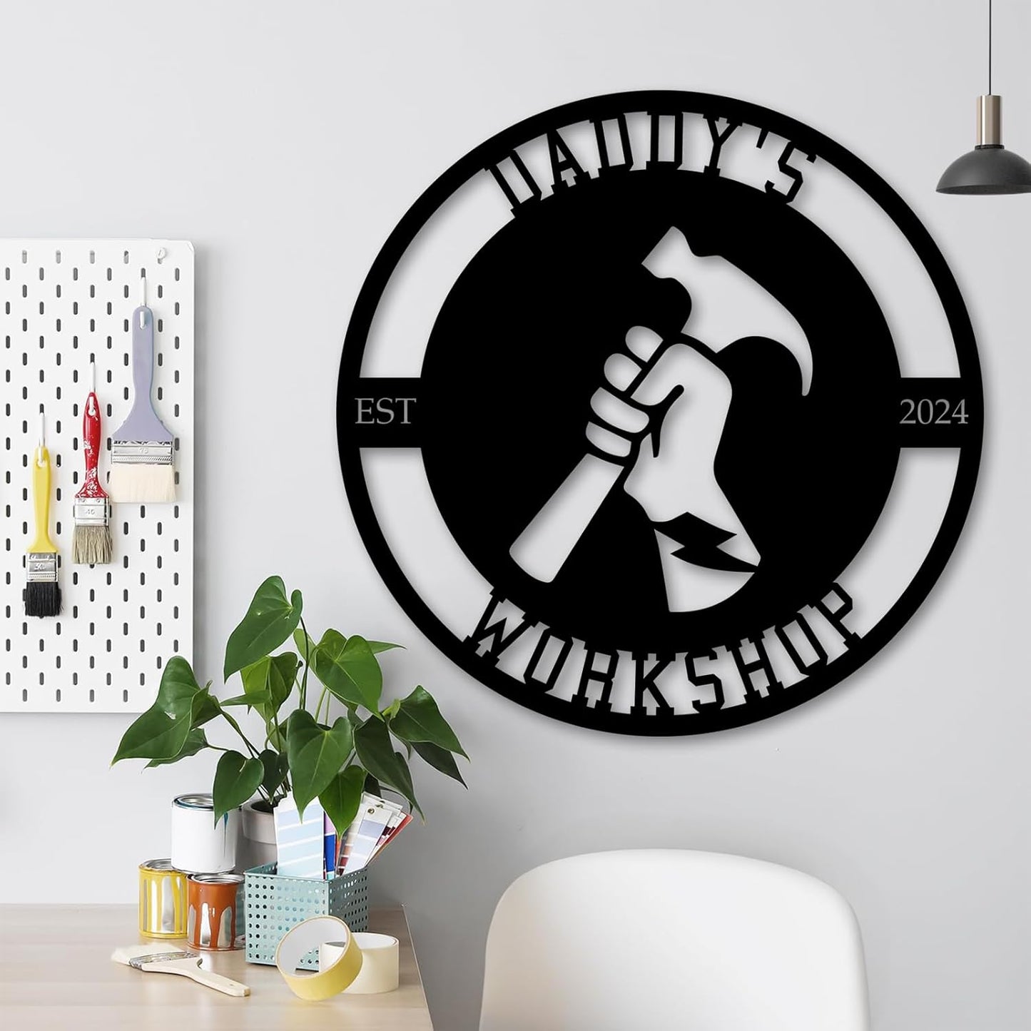 Personalized Worshop/Outdoor Metal Signs, Custom Plaque Wall Art, Father Gifts, Family Name Sign ms002