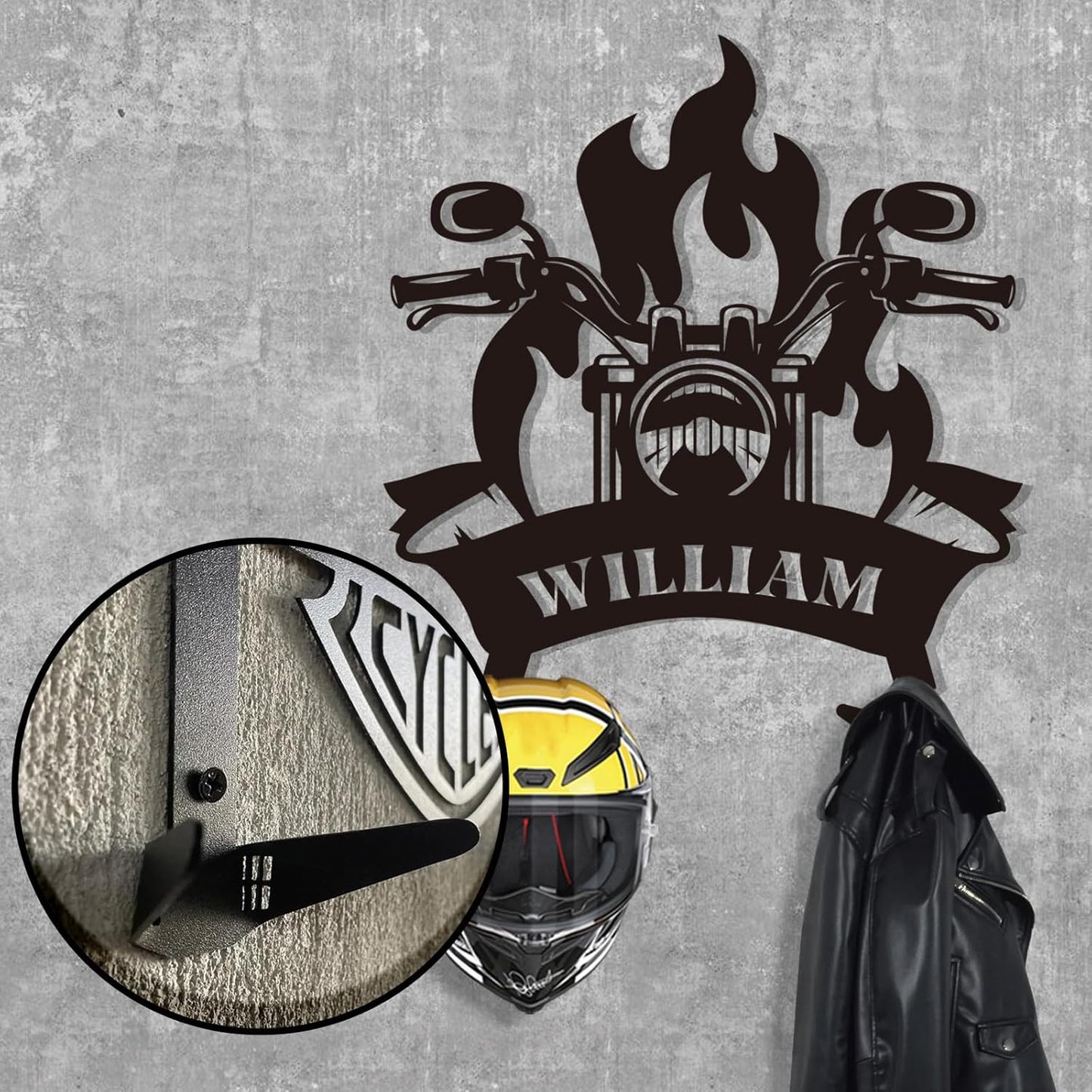 Heavy-Duty Metal Helmet Rack , Custom Motorcycle Gear Organizer & Display