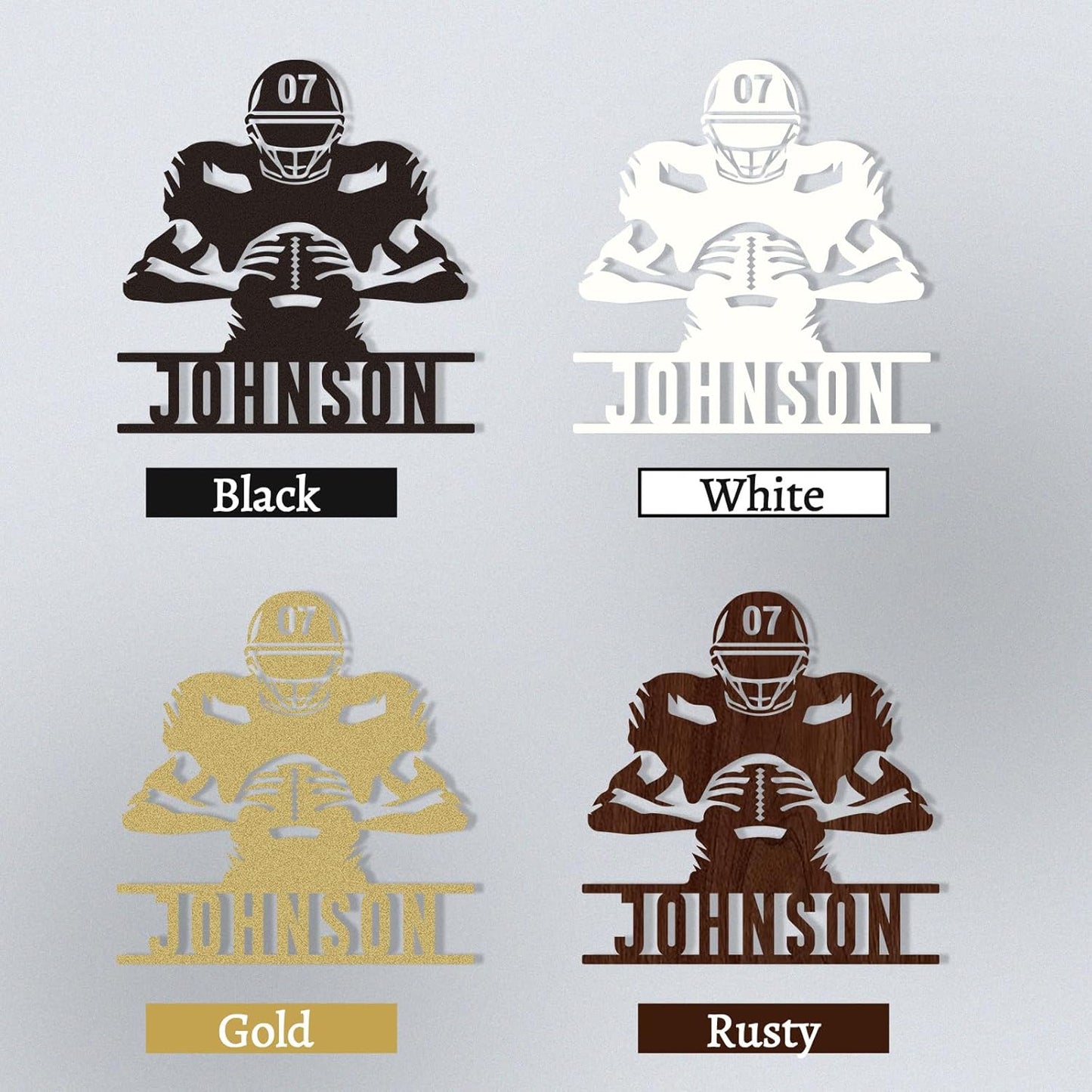 Custom Focused Football Player Metal Sign, Personalized Name & Number Wall Art for Boys Room or Athlete Gift