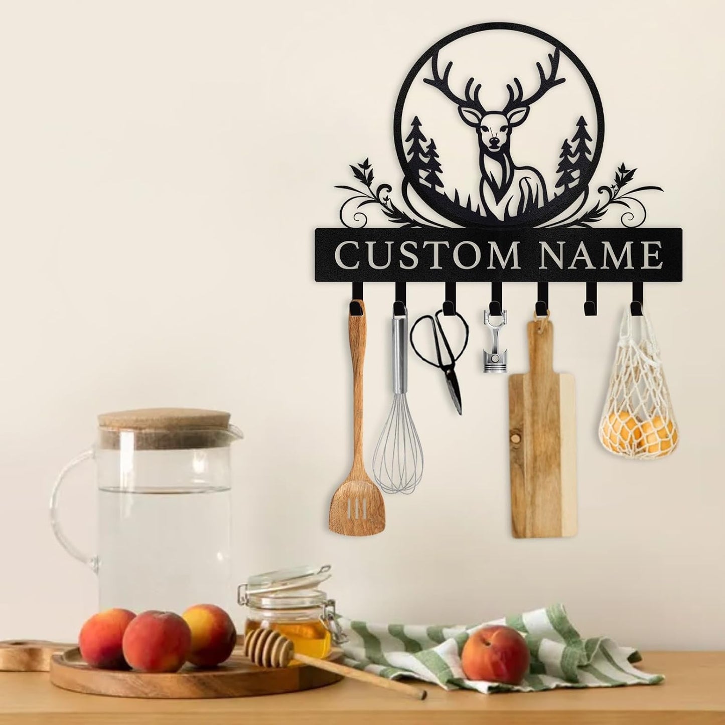 Personalized Polar Bear Key Holder on Wall, Custom Name Key Hanger