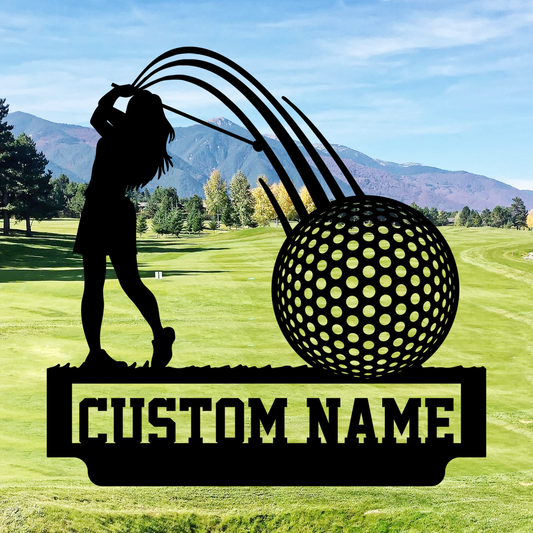 Personalized Golf Metal Sign with Tee & Ball Art, Garden Stake or Wall Mount Option for Sports Lovers