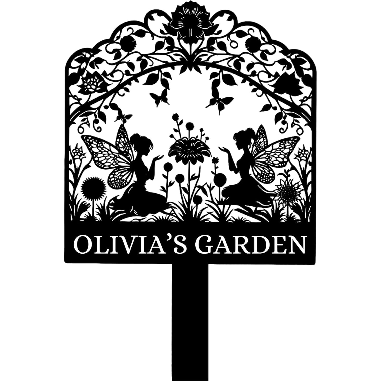 Whimsical Fairy Garden Sign - Handmade Metal Stake for Flower Beds & Yards
