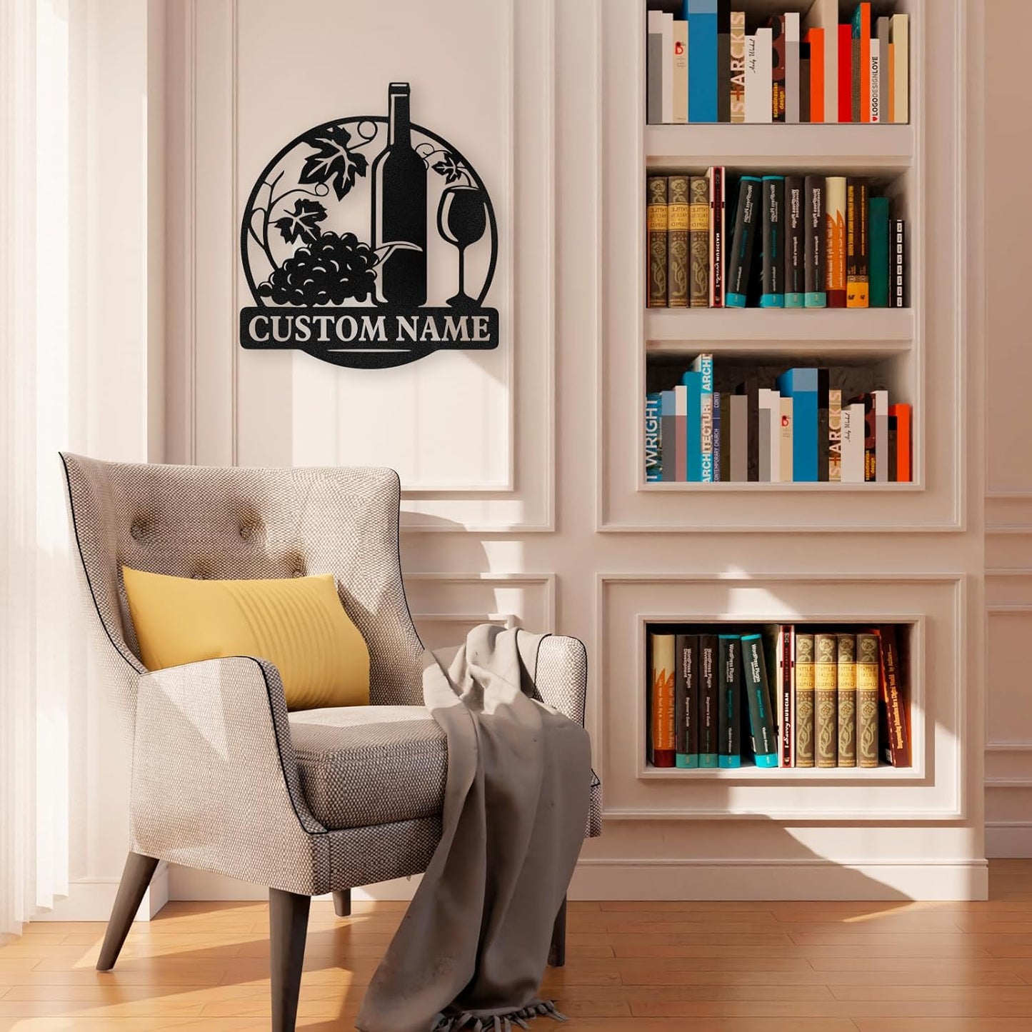Personalized Wine Bottle Metal Sign ,Elegant Bar & Kitchen Wall Art