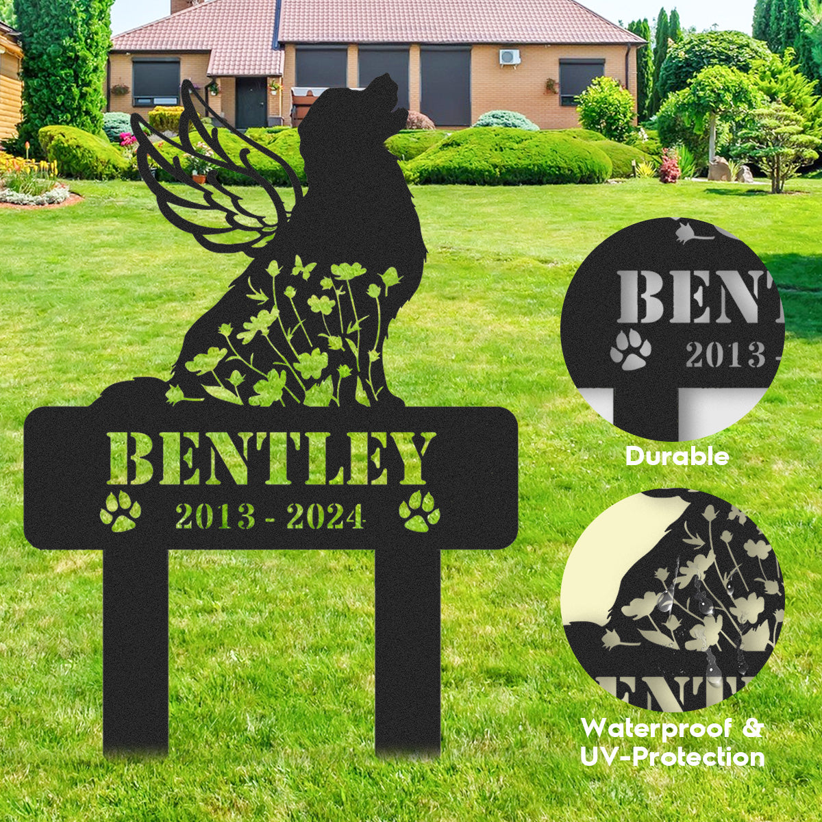 Personalized Dog Memorial Sign, Pet Grave Marker, Angel Dog Grave Marker with Name & Dates, Dog Memorial Stake