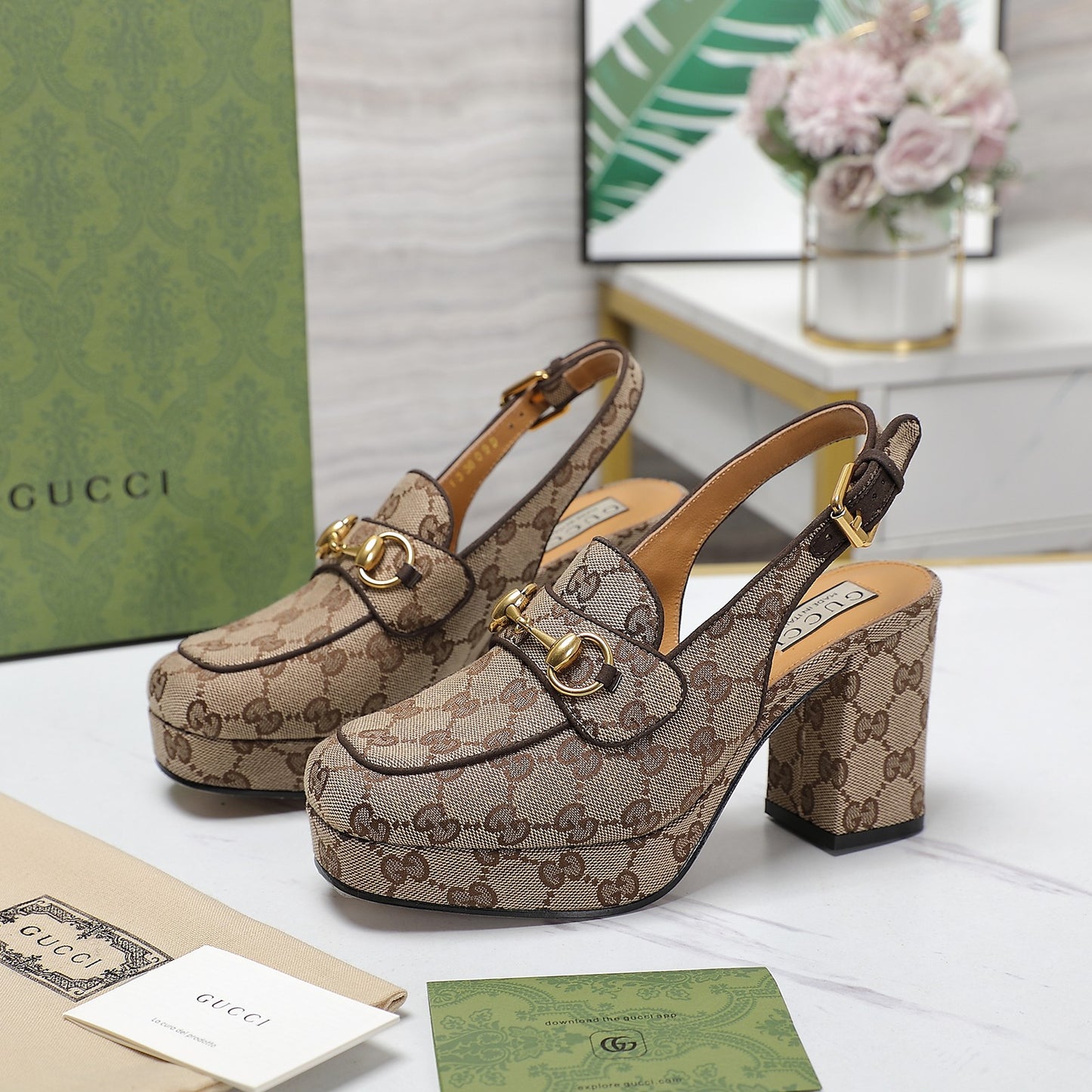 GG Horsebit slingback pumps 1825031805