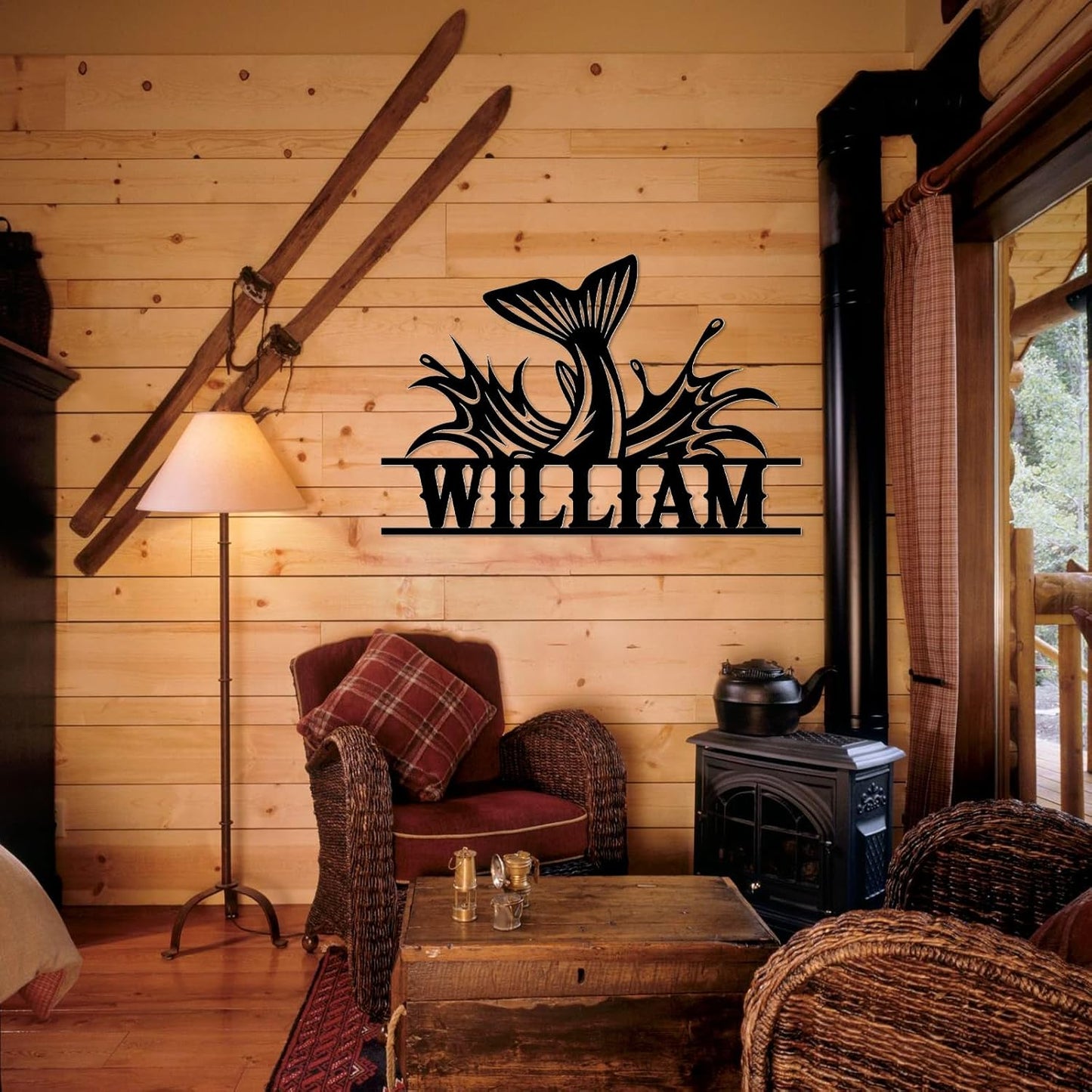 Bass Fish Tail Metal Sign, Rustic Wall Decor for Fishing Enthusiasts & Home