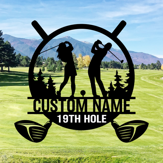 Custom Golf Ball Motion Metal Sign, Personalized Name Yard Sign with Optional Ground Stake or Wall Hook
