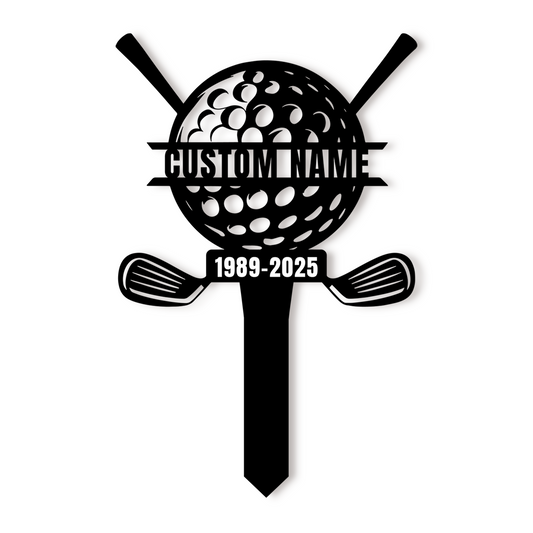 Custom Golf Yard Sign with Ball Transport Design, Outdoor Metal Golf Name Sign for Garden or Lawn Decor
