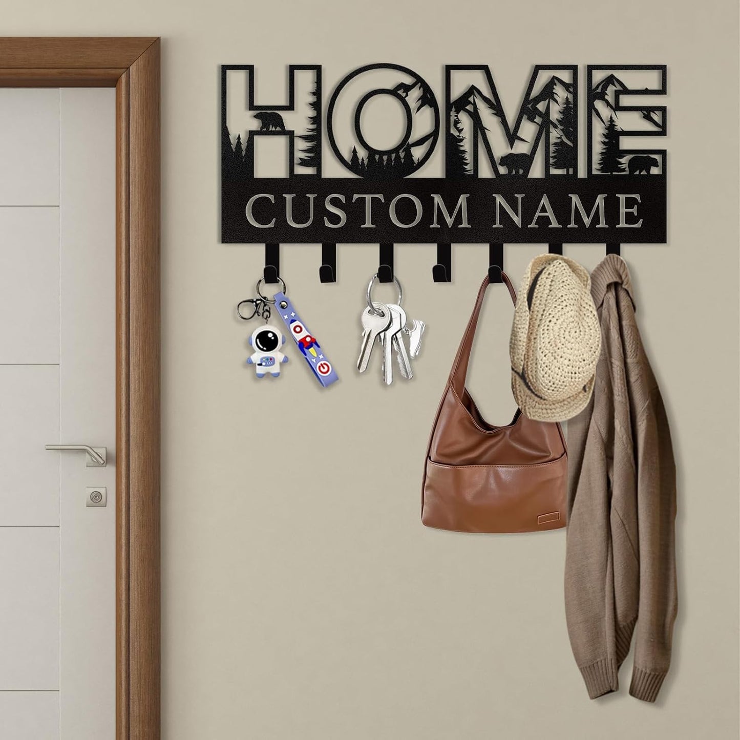 Rustic HOME Key Holder Metal Wall Mount Organizer Entryway & Living Room Decor