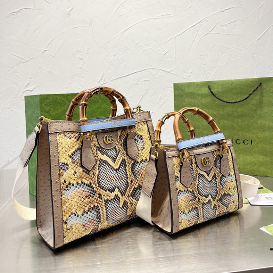 Python Tote Bag With Bamboo Handles