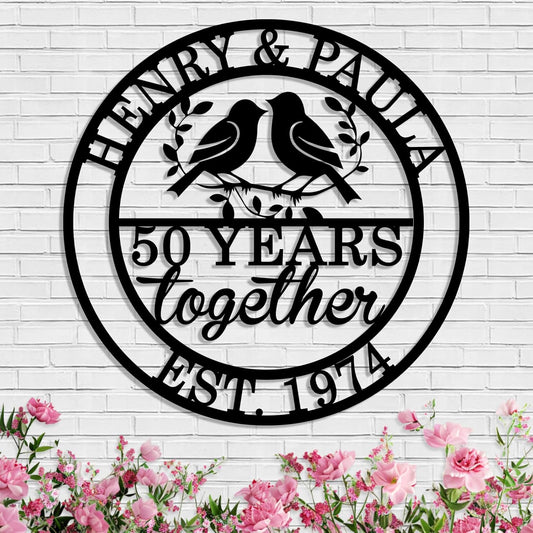 Custom Metal Anniversary Signs for Couples or Parents, Unique Wall Decor & Memorable Gift