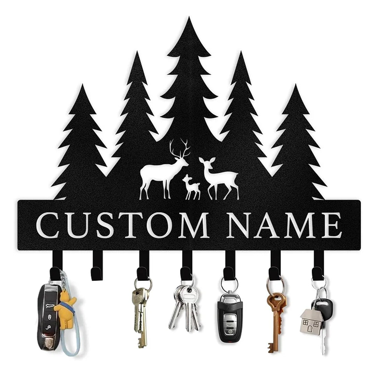 Personalized Polar Bear Key Holder on Wall, Custom Name Key Hanger
