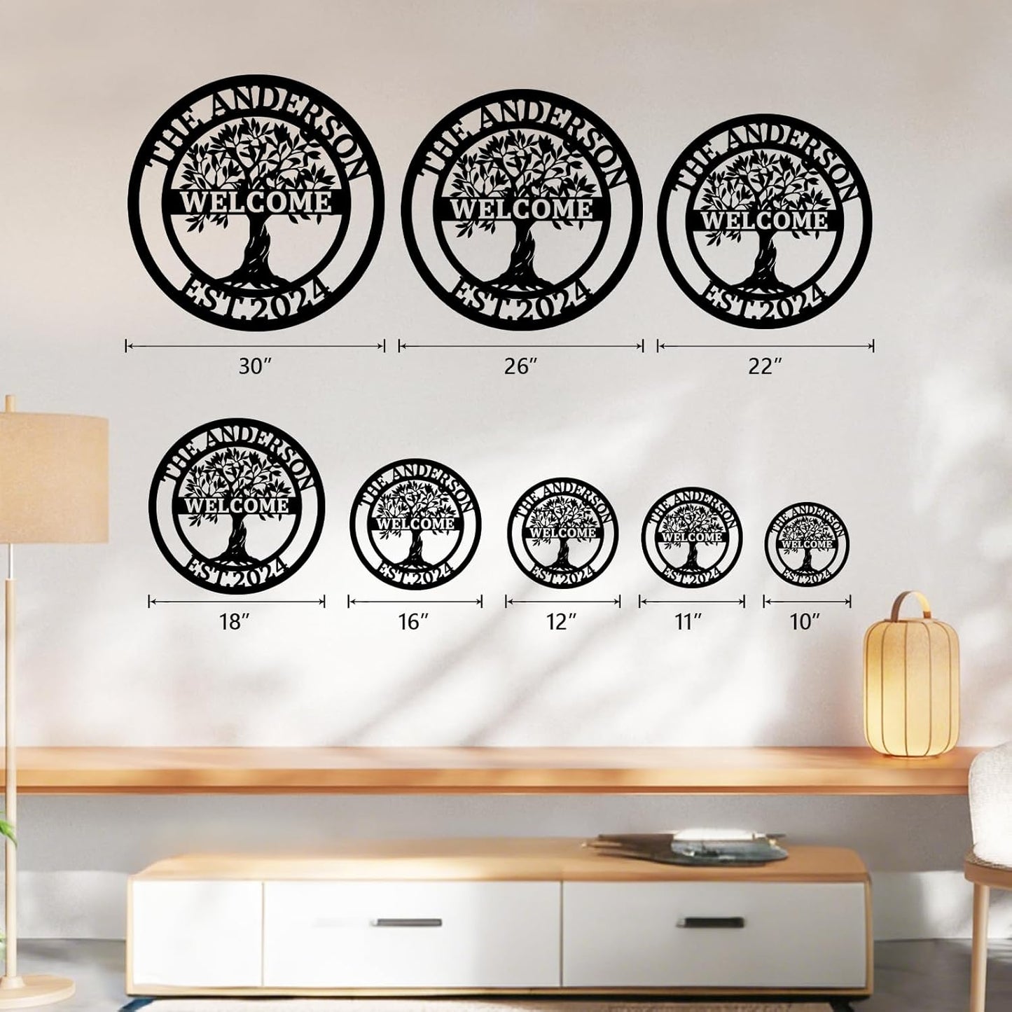 Personalized Tree of Life Metal Name Sign, Garden Yard Sign, Monogram Wall Decor