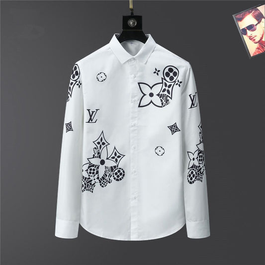 New Men's Shirts Long Sleeves Fashion Printed Casual High Quality Slim Fit Flower Shirts S04