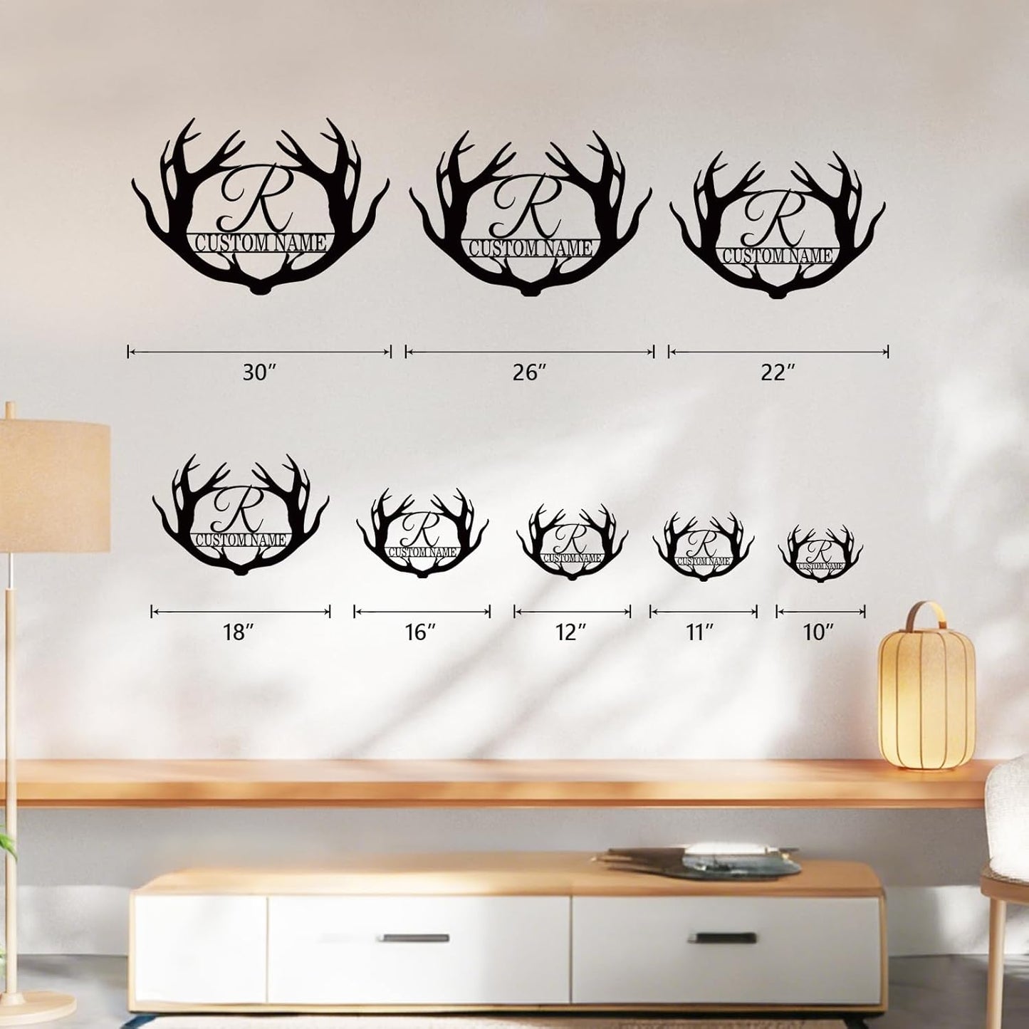 Personalized Metal Name Sign, Deer Antlers Monogram, Family Last Name Wall Art, Rustic Home Decor & Wedding Gifts