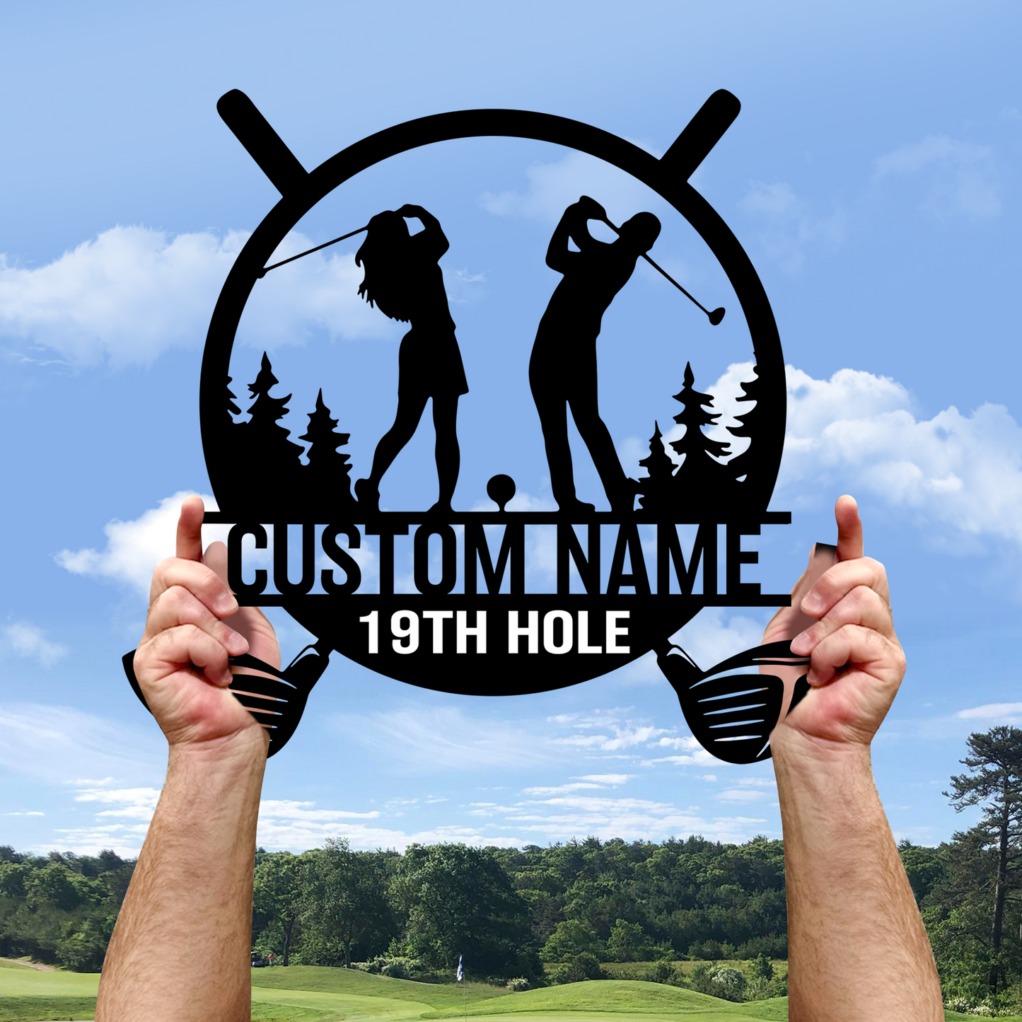 Custom Golf Ball Motion Metal Sign, Personalized Name Yard Sign with Optional Ground Stake or Wall Hook