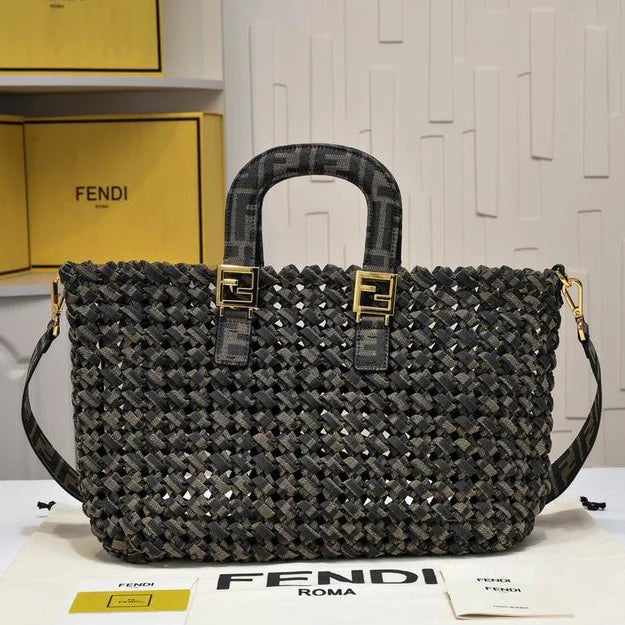 FD New Medium Tote Series Woven Tote Bag 1025062003