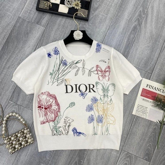 New Printed Short Sleeve Fashion Sweater Top 1024040315