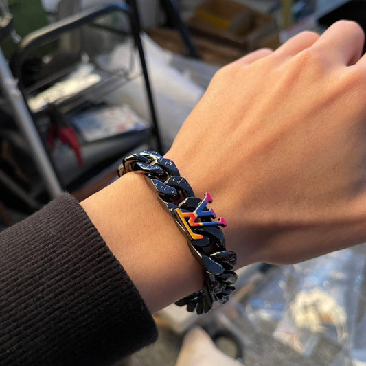Black Metal Cuban Bracelet XC0823101601