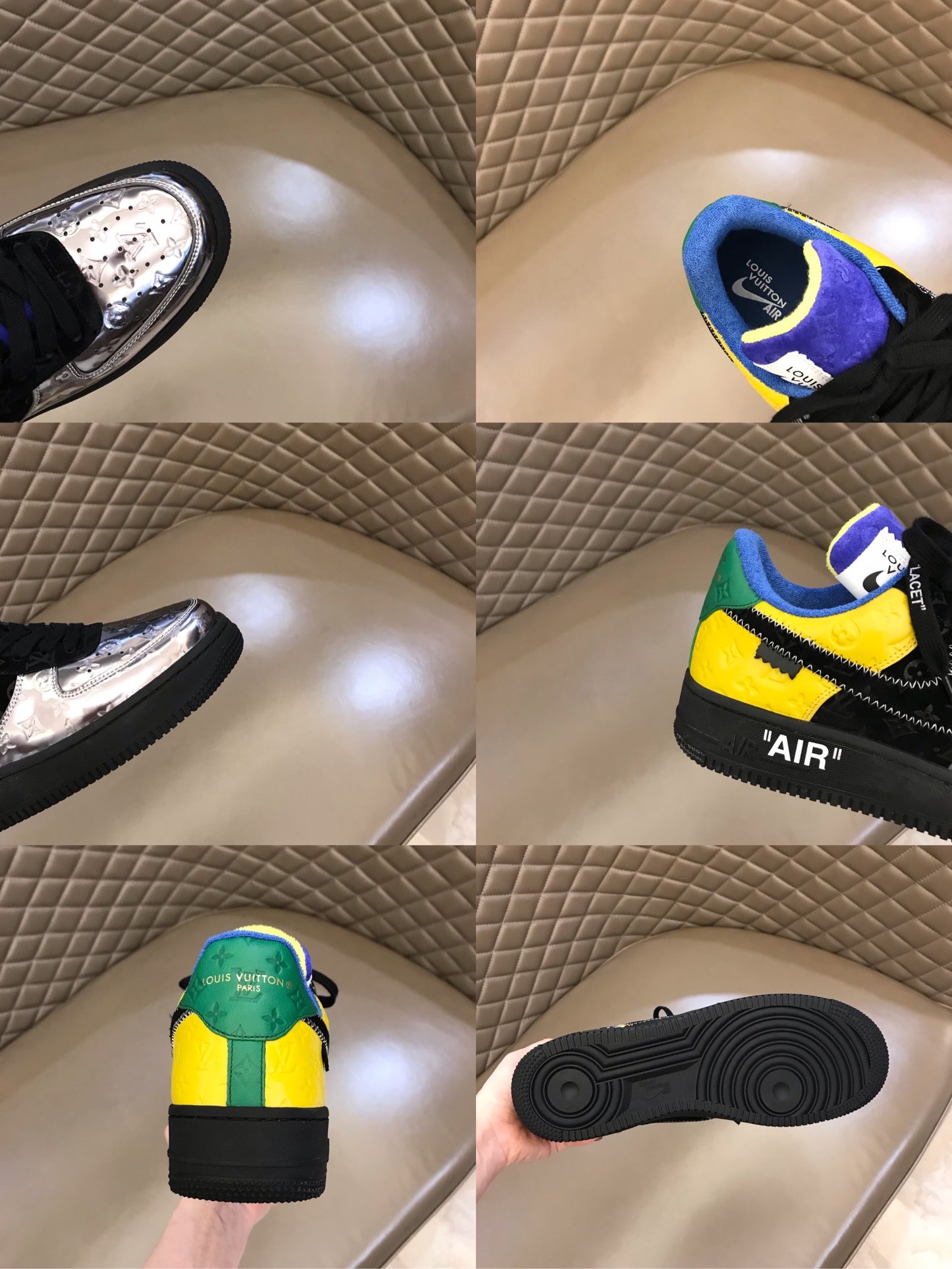 Tripartite Joint Bright Leather Embossed Contrast Color Sneakers XC1623071703