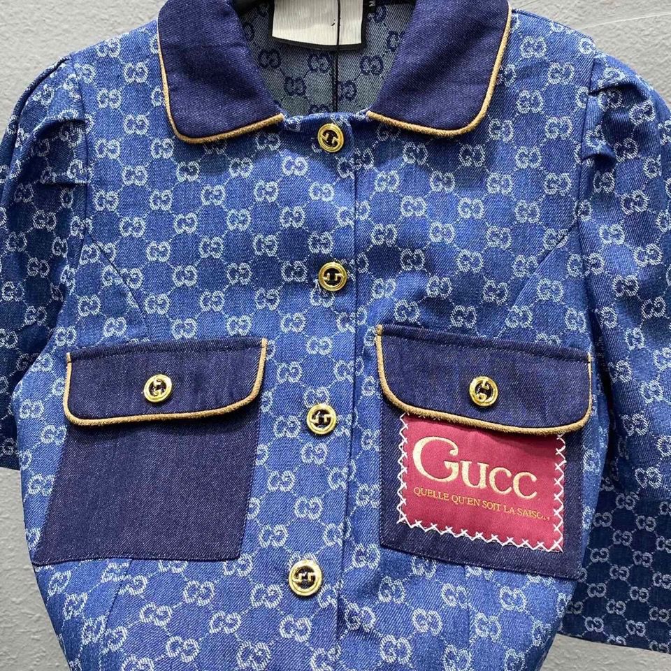 New spring and summer lapel short top + skirt jacquard monogram full print short sleeve coat