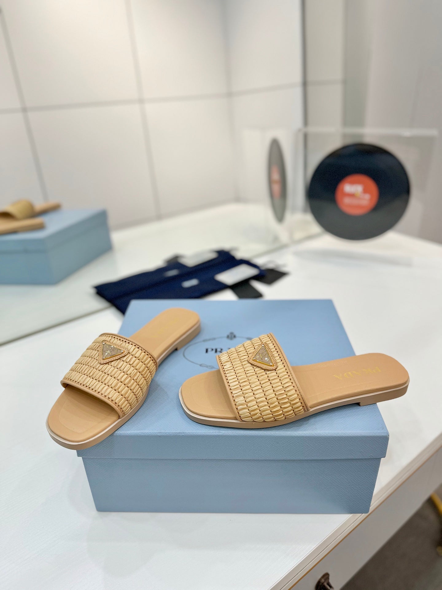 PR Leather slides with crochet details 1825030701