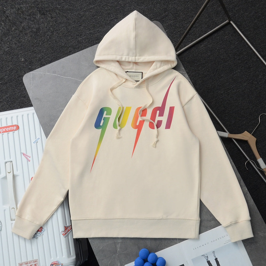 Classic colorful lightning print hooded sweatshirt XC0823091907