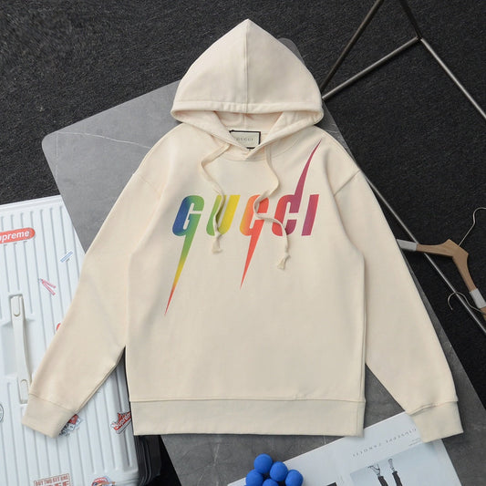 Classic colorful lightning print hooded sweatshirt XC0823091907