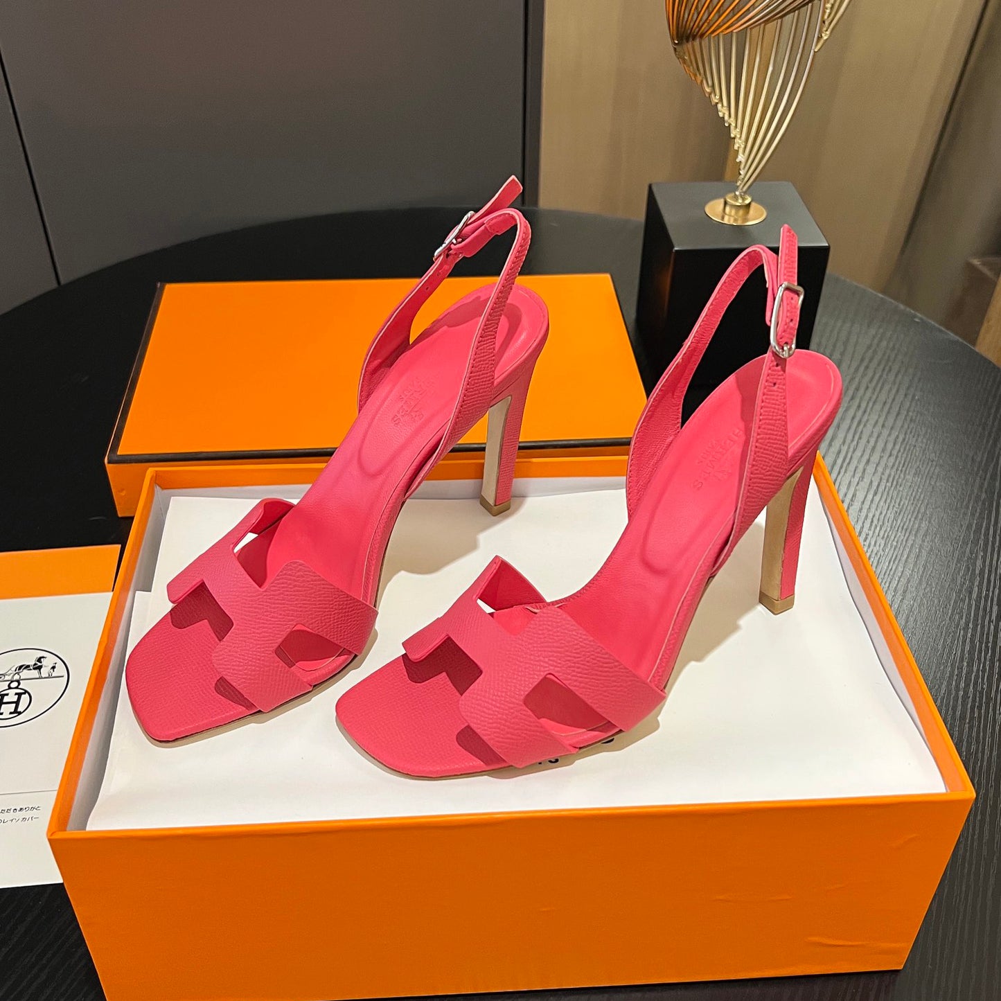 New Leather H Logo Women's High Heeled PD052024022704