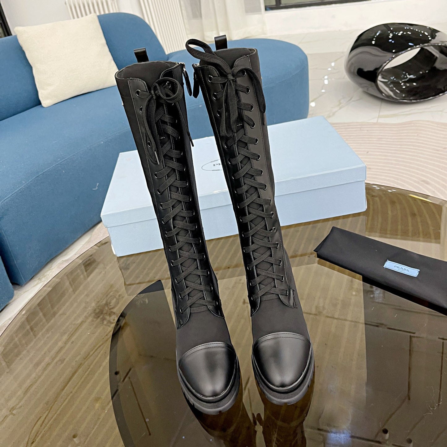 PR waterproof nylon high heel boots 1824102202