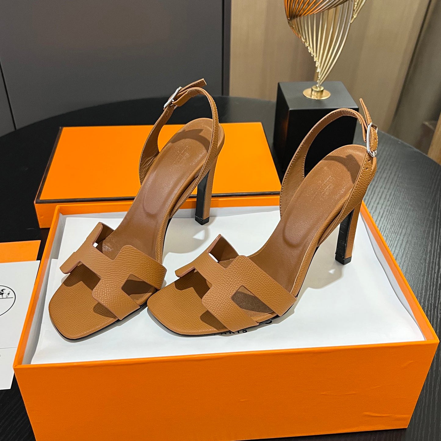 New Leather H Logo Women's High Heeled PD052024022704