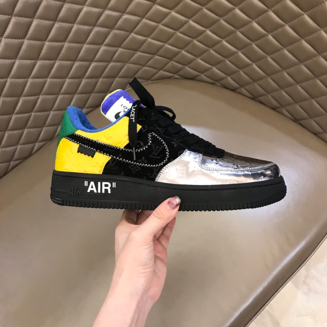 Tripartite Joint Bright Leather Embossed Contrast Color Sneakers XC1623071703