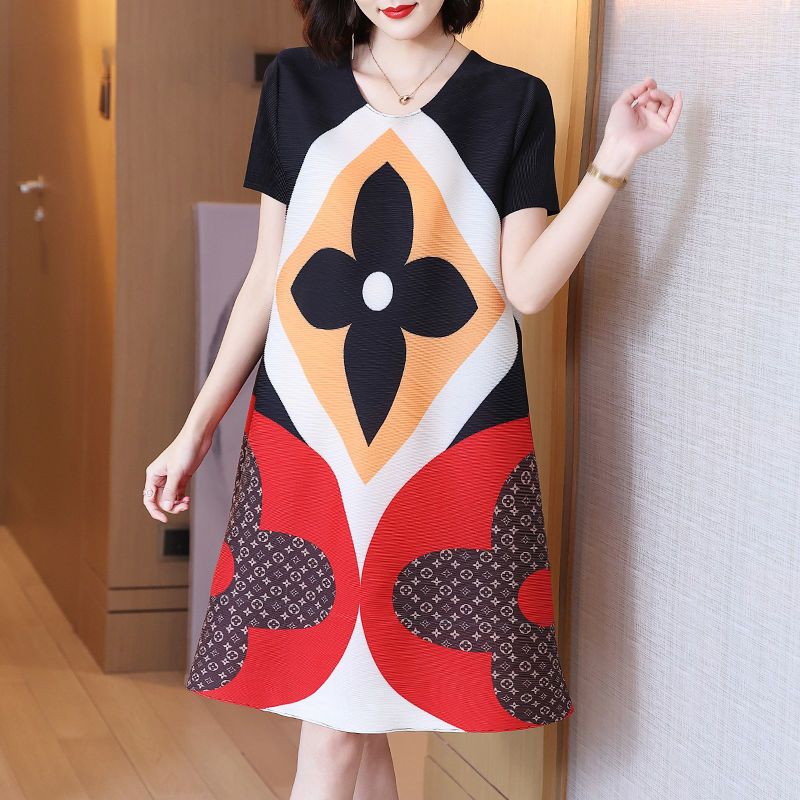 Fashion printed pleated dress PD10062007