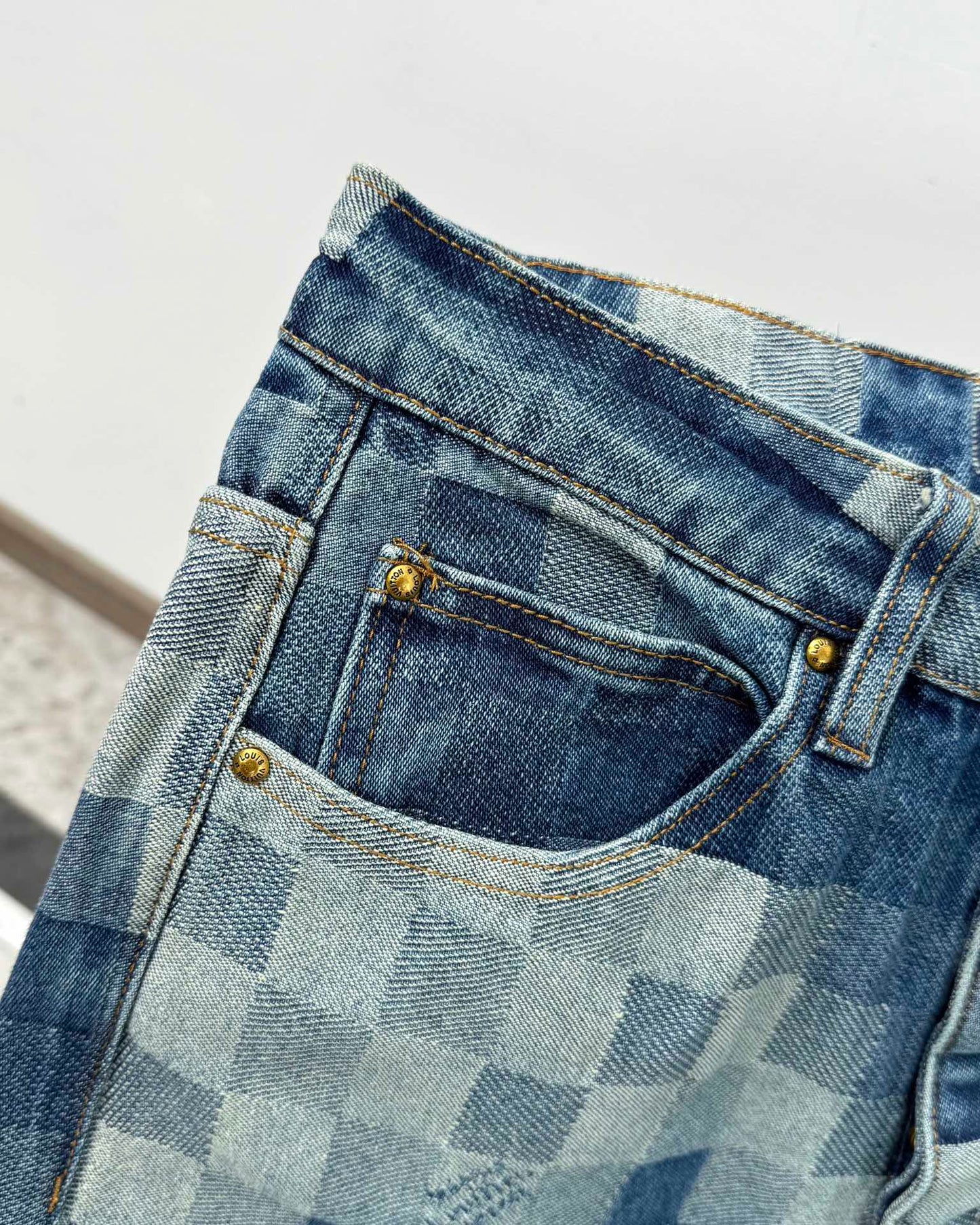LV Plaid jeans 1825022822