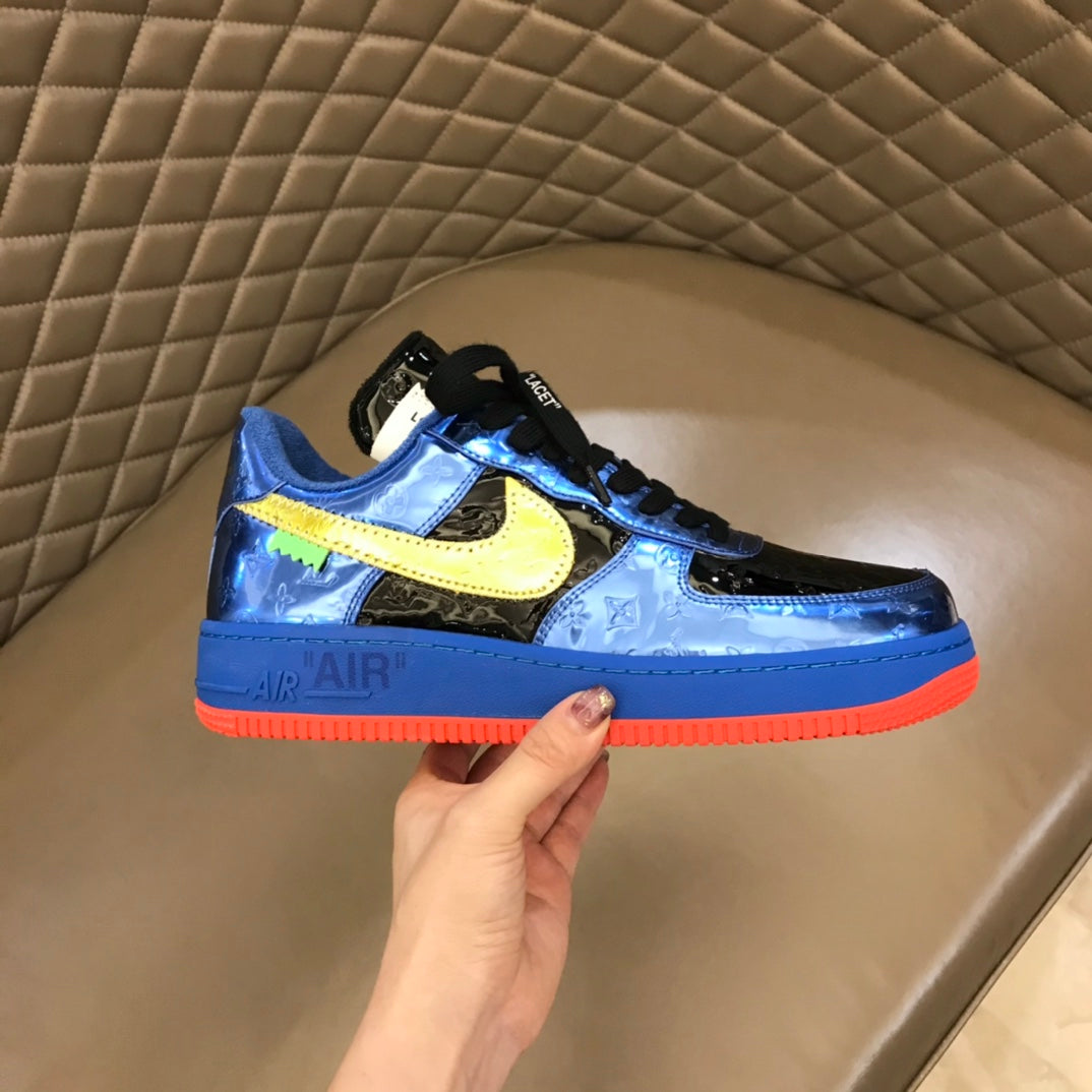 Tripartite Joint Bright Leather Embossed Contrast Color Sneakers XC1623071703