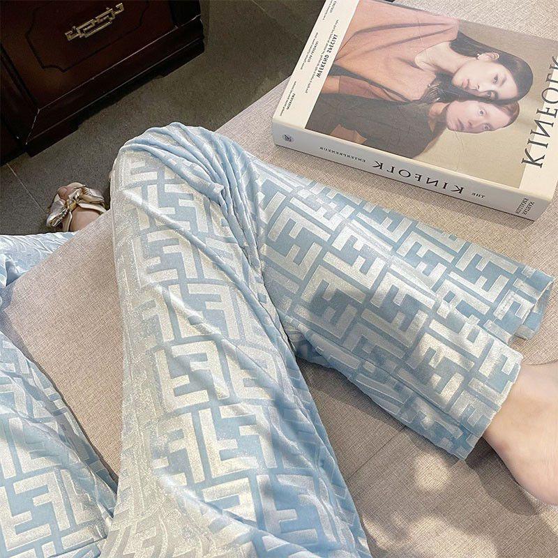 Blue F Letter Wide Leg Pants 0823120705
