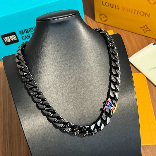 Black Metal Cuban Necklace XC0823101602