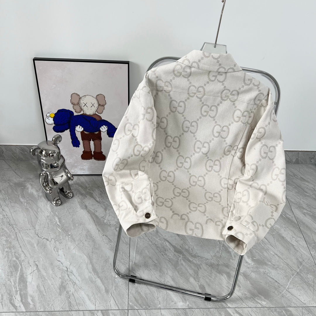 jacquard lapel denim jacket XC0823110312