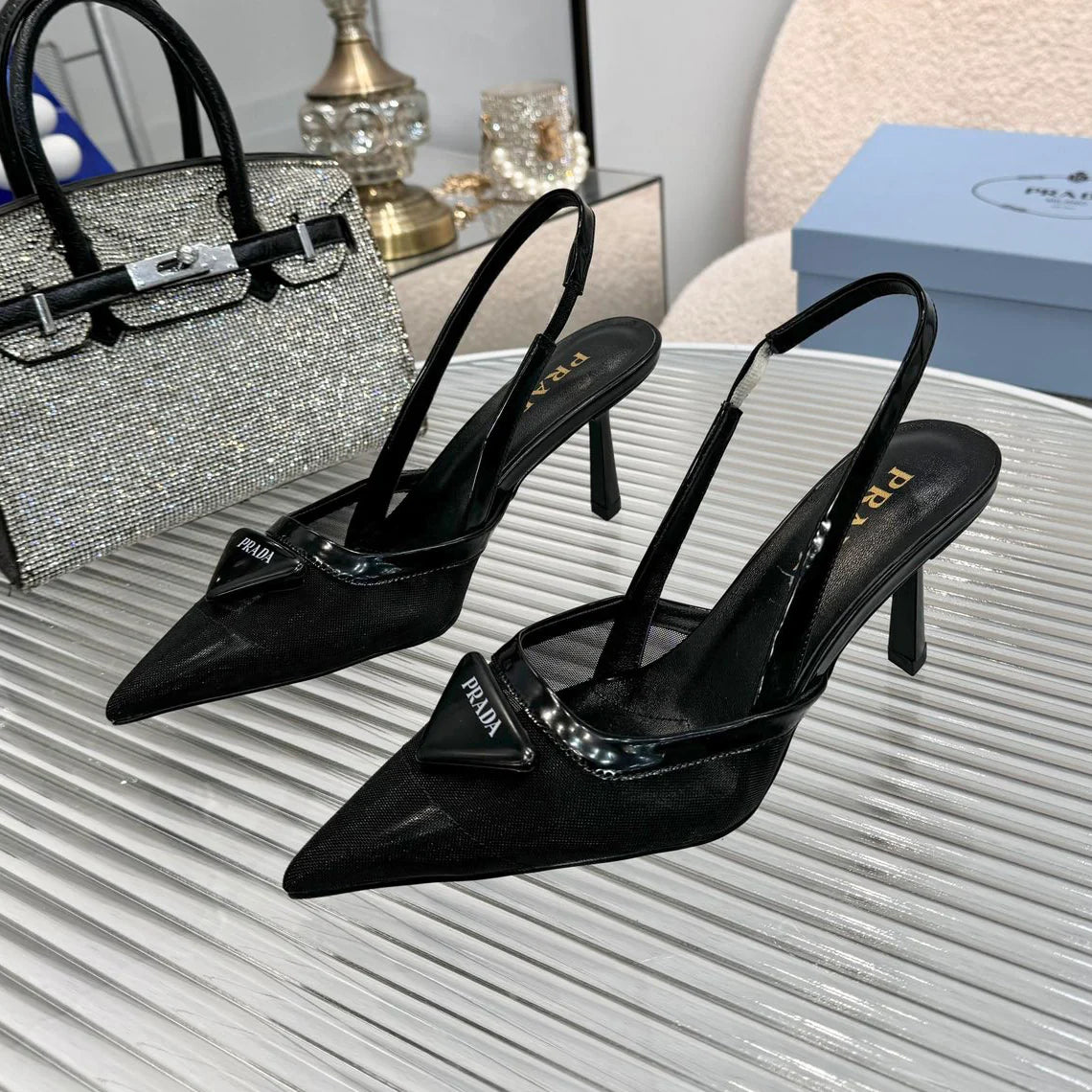 New pointy toe mesh fashion high heel sandals 1025041113