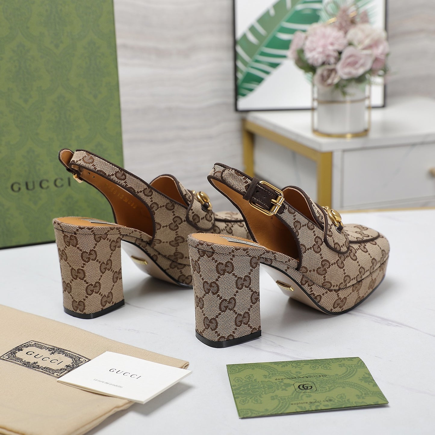 GG Horsebit slingback pumps 1825031805