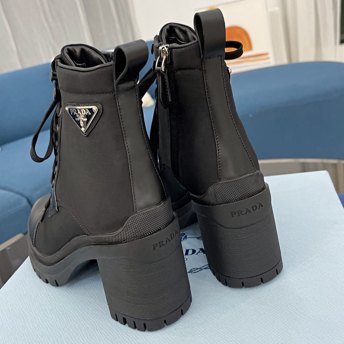 PR waterproof nylon high heel short boots 1824102201