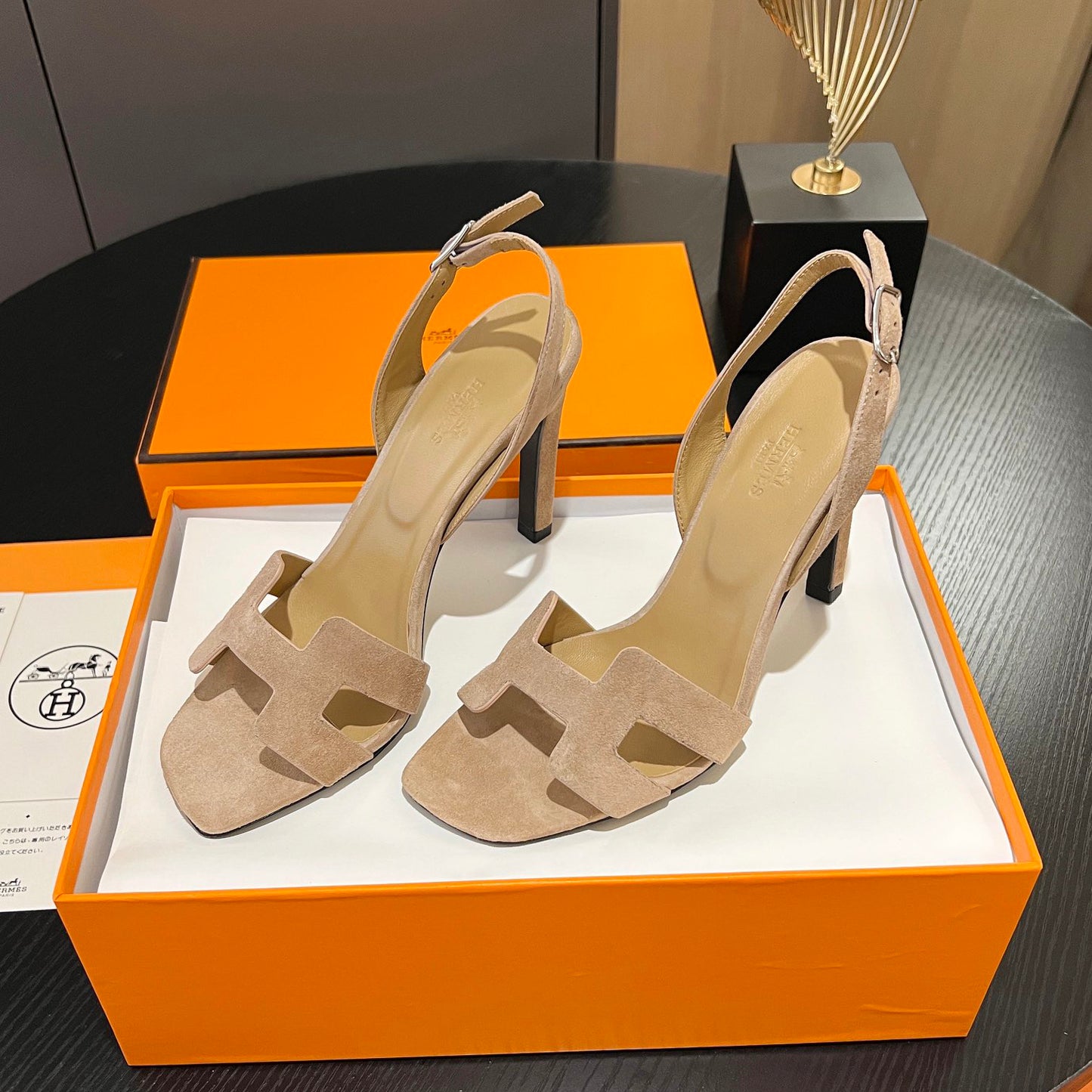 New Leather H Logo Women's High Heeled PD052024022704