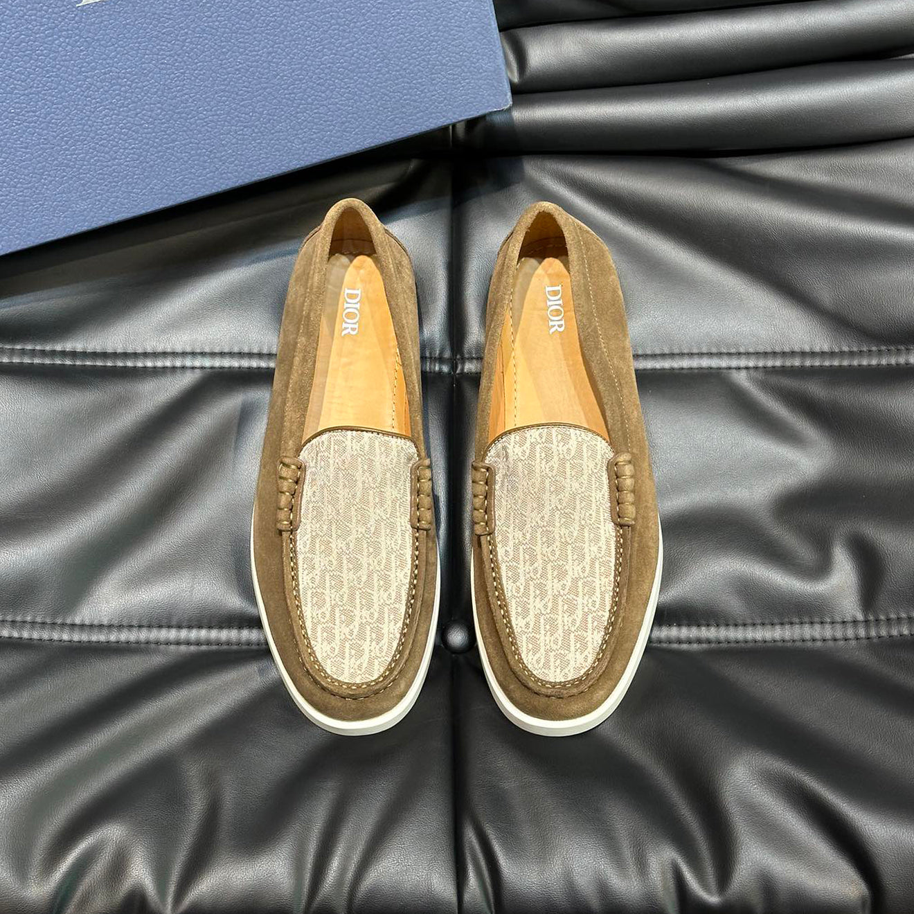 Classic printed canvas embellished men's casual loafers 1824042201