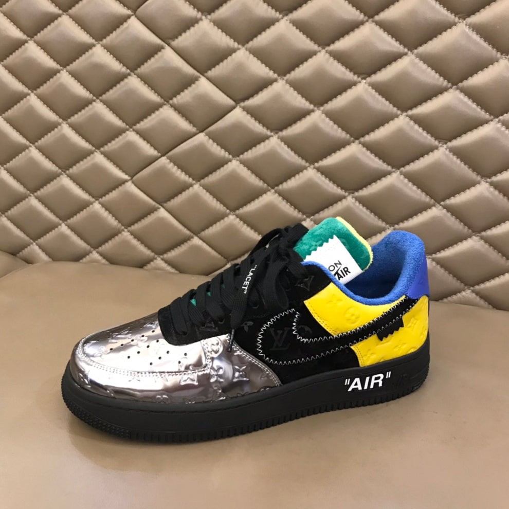 Tripartite Joint Bright Leather Embossed Contrast Color Sneakers XC1623071703